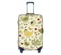 SDEGTHO Yellow Leaves Chicken Printing Elastic Suitcase Cover Dust Proof Scratch Resistant Fits Central Handle Luggage for Trips