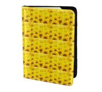 SDEGTHO Yellow Sunflower Printing Passport Holder Cover Wallet Cowhide Card Case Travel Must Have Accessories for Women Men