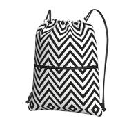 SDEGTHO ZigZag Stripe Print Foldable Backpack, Adjustable Drawstring Water Resistant Bag for Quick Trips and Outings