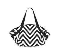 SDEGTHO ZigZag Stripe Printed Large Tote Bag and Picnic Mat, Snap-Close Foldable 2-in-1 for Beach Travel or Picnic