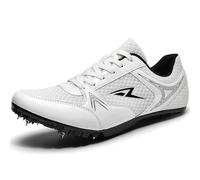 SDEQA Kids Boys Girls Track & Field Shoes for Mens Professional 7 Spikes Race Jumping Sneakers Sprint Running Shoes,White,3.5 UK