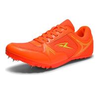 SDEQA Kids Boys Girls Track & Field Shoes for Mens Professional 7 Spikes Race Jumping Sneakers Sprint Running Shoes,Orange,6 UK