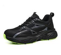 SDEQA Men's Safety Shoes Steel Toe Cap Protection Trainers Non-Slip Water-Resistant Lightweight Breathable Industrial Sneakers,Black,6.5 UK