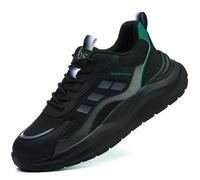 SDEQA Mens Safety Trainers Lightweight Steel Toe Cap Trainers Comfortable Non Slip Work Shoes Puncture Proof with Air Cushion,Black,6.5 UK