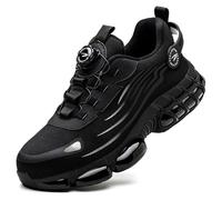 SDEQA Safety Shoes for Men Women with Rotary Button Steel Toe Cap Trainers Lightweight Breathable Industrial Sneakers Non Slip Work Trainers,Black,8.5 UK
