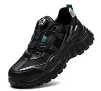 SDEQA Safety Shoes Mens Women Steel Toe Cap Trainers Lightweight Work Shoes with Rotary Button Protective Puncture Proof Construction ndustrial Sneakers,Black,9.5 UK