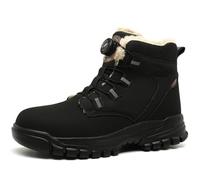 SDEQA Safety Trainers for Mens Safety Boots with Air Cushion Warm winter High Top Work Boots Turn Button Steel Toe Cap Boots Non Slip,Black,9.5 UK