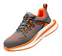 SDEQA Safety Trainers Men Women Puncture-Proof Steel Toe Cap Trainers Comfortable Protective Work Shoes Breathable Safety Footwear Cushioning,Orange,4 UK
