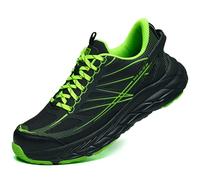 SDEQA Safety Trainers Mens Steel Toe Cap Trainers Lightweight Breathable Work Shoes Puncture Proof Non Slip Industrial Footwear,Black Green,9.5 UK