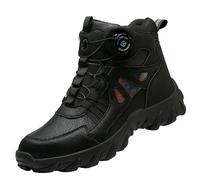 SDEQA Safety Trainers Mens Steel Toe Cap Trainers Puncture Proof Work Shoes with Swivel Buckle Shoelaces Industrial Boots,Black,9.5 UK