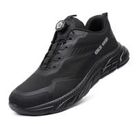 SDEQA Safety Trainers Mens Swivel Buckle Shoelaces Steel Toe Cap Trainers Comfortable Breathable Non Slip Puncture Proof Work Shoes,Black,6.5 UK