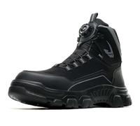 SDEQA Steel Toe Cap Boots Mens Puncture Proof Lightweight Work Safety Boots Breathable Non Slip with Swivel Buckle Shoelaces Industrial Shoes,Black,9.5 UK