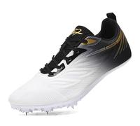 SDEQA Track Spikes Shoes Men Kids Boys Girls Youth Running Sprint Sneakers Breathable Non-Slip Professional Racing Jumping Shoes,White Black,2 UK