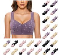 SDERG 4PCS Plus Size Front Fastening Bra Sale, Floral Printed Front Fastening Bras Non Wired Push up Women's Bras Comfortable Soft Full Coverage Ladies Bras Front Fastening Bras for Women UK