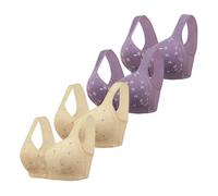 SDERG 4PCS Plus Size Front Fastening Bra Sale, Floral Printed Front Fastening Bras Non Wired Push up Women's Bras Comfortable Soft Full Coverage Ladies Bras Front Fastening Bras for Women UK