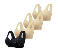 SDERG 4pcs Plus Size Front Fastening Bra Sale, Floral Printed Non Wired Push Up Women's Bras, Comfortable Soft Full Coverage Ladies Bras, UK Size 50, 4pc-2-f