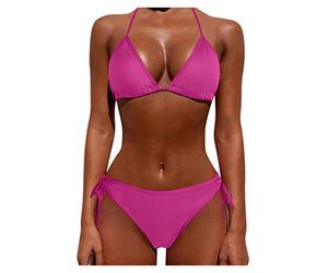 SDERG Bikini Set Orange, Push Up Swimming Costume for Women, Removable Shoulder Straps Women Wrap Bikini Set Push up 2 Piece Swimsuits Plus Size Swimwear for Her Deals