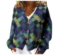 SDERG Cardigans for Women Uk Floral Print Women's Cardigans O Neck Plus Size Ladies Cardigans Size 12 Long Sleeve Soft Comfortable Warm Ladies Cardigan Lightweight Cardigan