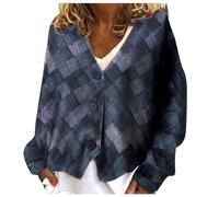 SDERG Cardigans for Women Uk Floral Print Women's Cardigans O Neck Plus Size Ladies Cardigans Size 12 Long Sleeve Soft Comfortable Warm Ladies Cardigan Lightweight Cardigan