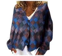 SDERG Cardigans for Women Uk Floral Print Women's Cardigans O Neck Plus Size Ladies Cardigans Size 12 Long Sleeve Soft Comfortable Warm Ladies Cardigan Lightweight Cardigan