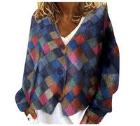 SDERG Cardigans for Women Uk Floral Print Women's Cardigans O Neck Plus Size Ladies Cardigans Size 12 Long Sleeve Soft Comfortable Warm Ladies Cardigan Lightweight Cardigan