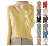 Sderg Cashmere V-Neck Jumpers Ladies Long Sleeve Casual Womens Size 18 Solid Color Winter Jumpers Soft Comfortable Sale