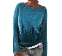SDERG Fair Isle Jumpers for Women UK Large Crew Neck Wool Jumper Plus Zize Winter Jumper Soft Warm Classy Nordic Knitwear Fairisle Jumper Long Sleeve Christmas Jumpers for Women