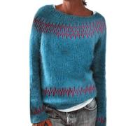 SDERG Fair Isle Wool Jumpers for Women UK Crew Neck Wool Jumper Plus Zize Ladies Winter Jumpers Soft Warm Classy Nordic Knitwear Fairisle Jumper Long Sleeve Christmas Jumpers for Women