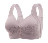 SDERG Front Fastening Bras for Women UK Elderly, Plus Size Ladies Bras Full Coverage Non Wired Comfortable Soft Daisy Bras for Older Women UK Solid Color Front Fastening Bras UK Sale Purple