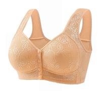 SDERG Front Fastening Bras for Women UK Elderly Plus Size Women's Bras Full Coverage Non Wired Comfortable Soft Daisy Bras for Older Women UK Solid Color Front Fastening Bras Sale Khaki