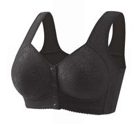 SDERG Front Fastening Bras for Women UK Elderly Plus Size Women's Bras Full Coverage Non Wired Comfortable Soft Daisy Bras for Older Women UK Solid Color Front Fastening Bras Sale Black