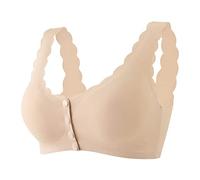SDERG Front Fastening Bras for Women UK Plus Size Women's Bras, Full Coverage Non Wired Comfortable Soft 40dd Bras for Women Solid Color Front Fastening Bras UK Ladies Bras Sale Beige