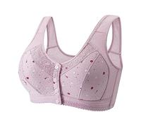 SDERG Front Fastening Bras for Women UK Plus Size Women's Bras Non Wired Full Coverage Soft Comfortable Daisy Bras for Older Women UK Floral Print Non Wired Front Fastening Sports Bra Sale