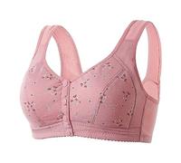 SDERG Front Fastening Bras for Women UK Plus Size Women's Bras Non Wired Full Coverage Soft Comfortable Daisy Bras for Older Women UK Floral Print Non Wired Front Fastening Sports Bra Sale