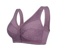 SDERG Front Fastening Bras for Women UK Plus Size Women's Bras Non Wired Full Coverage Soft Comfortable Daisy Bras for Older Women UK Floral Print Non Wired Front Fastening Sports Bra Sale