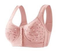 SDERG Front Fastening Bras for Women UK Plus Size Women's Bras Non Wired Full Coverage Soft Comfortable Bras for Elderly Women Floral Print Front Fastening Bra Ladies Bras Sale