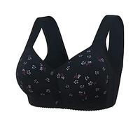 SDERG Front Fastening Bras for Women UK Plus Size Women's Bras Non Wired Full Coverage Soft Comfortable Daisy Bras for Older Women UK Floral Print Non Wired Front Fastening Sports Bra Sale