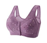 SDERG Front Fastening Bras for Women UK Plus Size Women's Bras Non Wired Full Coverage Soft Comfortable Daisy Bras for Older Women UK Floral Print Non Wired Front Fastening Sports Bra Sale