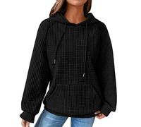 SDERG Hoodies for Women Uk Waffle Solid Color 2024 Fall Trendy Weave Sweatshirt Hoodie with Drawstrings Pocket Long Sleeve Waffle Plus Size Casual Lightweight Loose Pullover Tops Blouse Sale