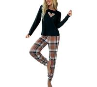 SDERG Ladies Pyjamas Button down Fluffy Pyjamas Women V Neck Ladies Pjs Women Pyjamas Set Soft Warm Women's Heart Pajama Set Christmas Long Sleeve Print Tops and Pajamas Pants Soft Sleepwear Set