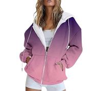 SDERG Ladies Zip up Hoodies Casual Long Sleeve Hoodies for Women Uk Y2k Full Zipper Oversized Hooded Jackets with Pockets Tie Dye/Solid Color Comfortable Womens Autumn Winter Clothes Sale