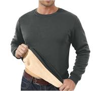 SDERG Mens Sweatshirts No Hood Long Sleeve Mens Sweater Fleece Lined Thermal Winter Warm Solid Color Mens Black Sweatshirt Soft Crew Neck Mens Sweaters Jumpers for Men Uk Todays Offers Special Deals