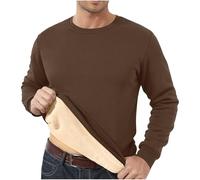 SDERG Mens Sweatshirts No Hood Sale Long Sleeve Mens Sweater Solid Color Mens Black Sweatshirt Fleece Lined Thermal Winter Warm Crew Neck Mens Sweaters Todays Offers Special Deals