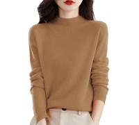 SDERG Pure Cashmere Jumpers Ladies Long Sleeve Ladies Jumpers Size 12 Solid Color Womens Jumpers Size 14 Plus Size Women's Semi High Neck Sweater Warm Loose Ladies Winter Jumpers Today's Deals
