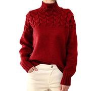 SDERG Sweater Top Warm Jumpers for Women UK Sweater Women Three Quarter Sleeve Jumper Turquoise Womens Jumper Womens Sweaters Red Oversized Jumper Knitted Sweater