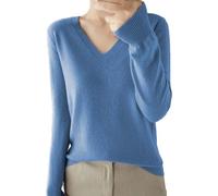 Sderg Women's Sweater - Cowl Neck & V Neck Jumpers, Grey & White, Soft, UK Size