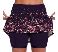 SDERG Women's Tennis Skirt with Shorts, High Waisted, Quick Dry, Breathable, Lightweight, Stretchable, Hot Pink, XXL, Paisley, 2 Pockets, WWE, Spring, Adult, Women, Tennis, Skort, Shorts
