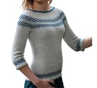 SDERG Women's Winter Crew Neck Fair Isle Jumper - Long Sleeve Christmas Knitwear, Comfortable Classy Nordic Fairisle Sweater, Plus Size Wool Jumper for Women UK