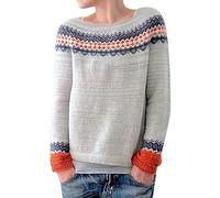 SDERG Wool Jumper Crew Neck Fair Isle Jumpers for Women UK Long Sleeve Womens Jumpers Soft Warm Classy Nordic Knitwear Fairisle Jumper Plus Zize Christmas Jumpers for Women