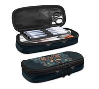 SdetYuia Bohemia Tribal Butterfly Large Pencil Pen Case Stationery Bag, Compartment School Office Ethnic Floral Insect Desk Storage Pouch Marker Teen Boys Girls Students